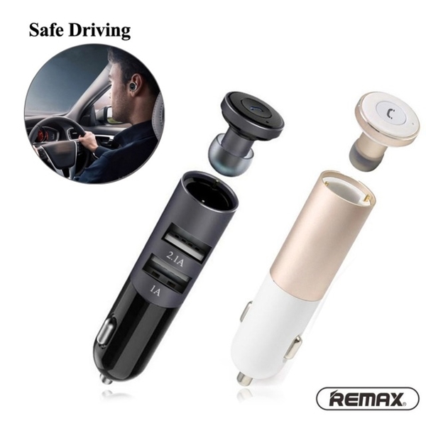 Bluetooth გარნიტურა REMAX set of Bluetooth Earphone and Car Charger Black RB-T11C