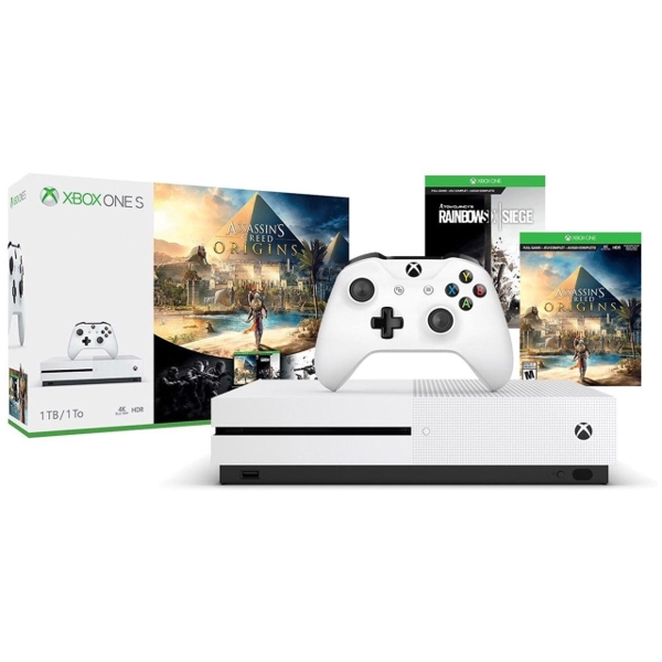 XBOX ONE  CONSOLE 1TB SLIM WITH ASSASSIN'S CREED : ORIGINS +RAINBOW SIX SIEGE-WHITE \XBOX ONE