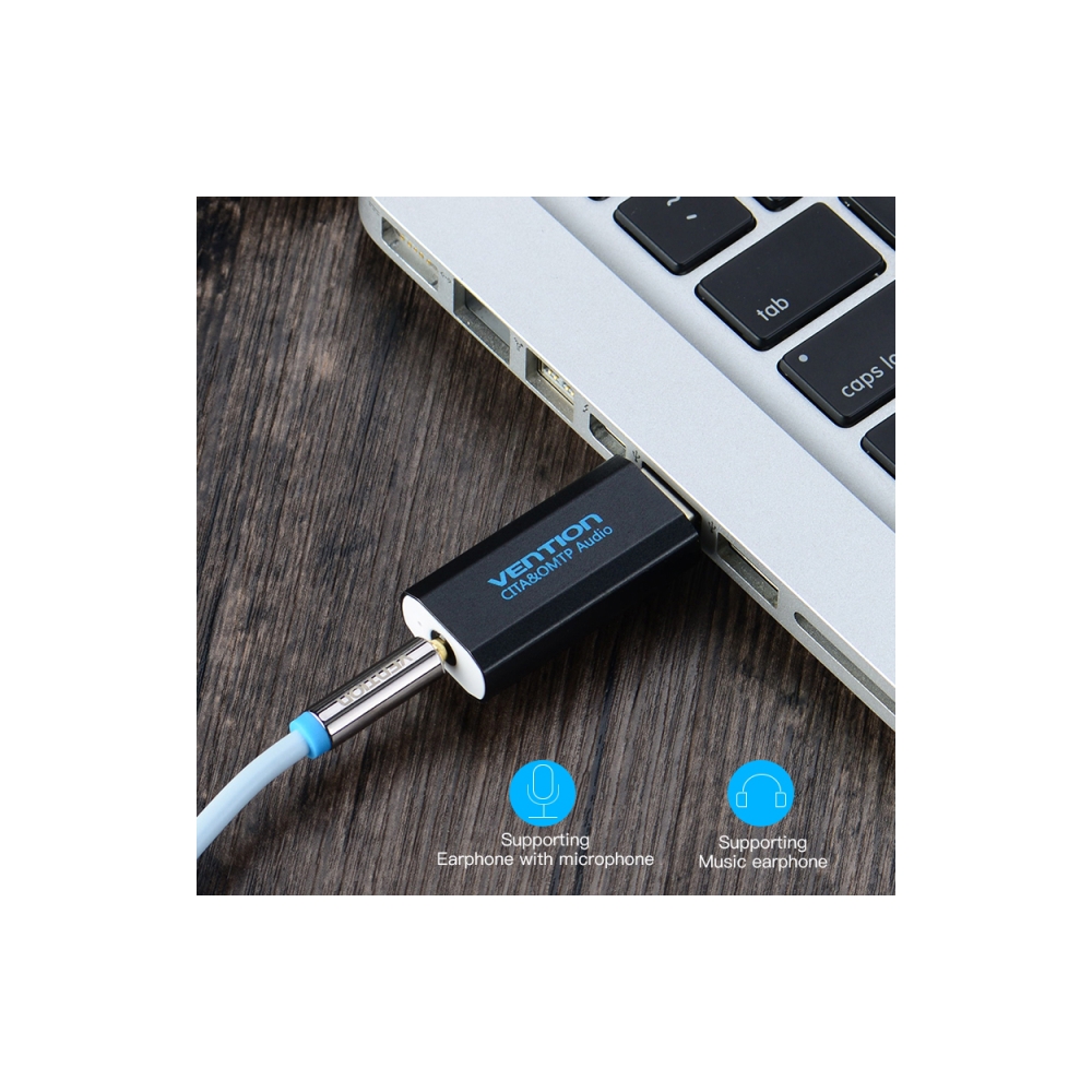 ხმის კარტა  VENTION VAB-S15-B4 Pole USB External Sound Card Black