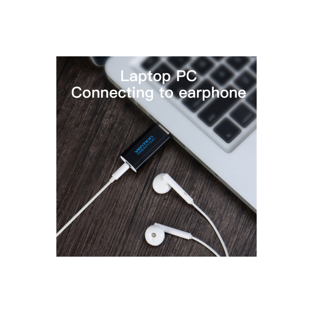 ხმის კარტა  VENTION VAB-S15-B4 Pole USB External Sound Card Black
