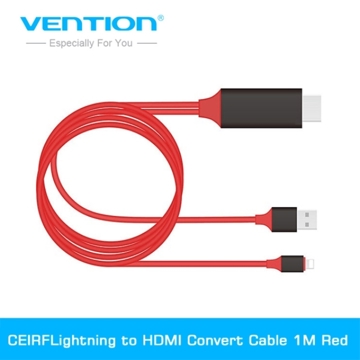 vention CEIRF Lightning to HDMI Convert Cable 1M Red