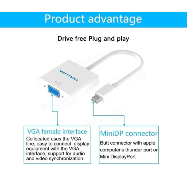 გადამყვანი Mini DP to VGA Converter 0 15M White