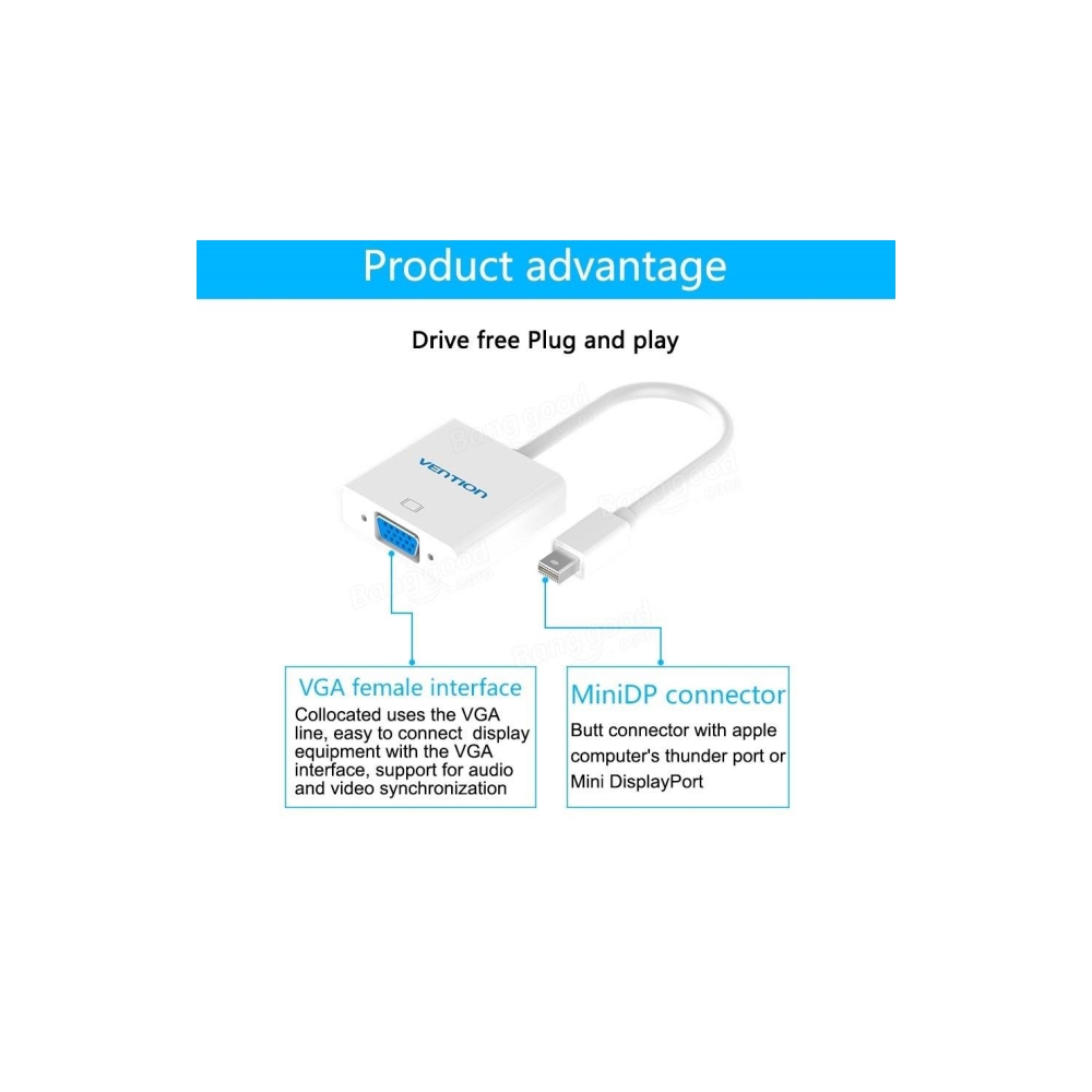 გადამყვანი Mini DP to VGA Converter 0 15M White
