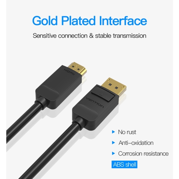 HDMI კაბელი VENTION HADBH DP to HDMI cable 2M Black