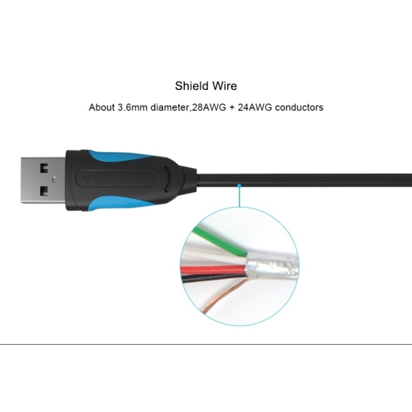 USB დამაგრძელებელი კაბელი VENTION VAS-A05-B200-N USB 2 0 male to femmale extension cable