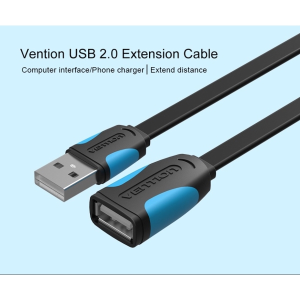 USB დამაგრძელებელი კაბელი VENTION VAS-A05-B200-N USB 2 0 male to femmale extension cable