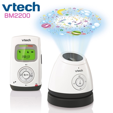 რადიო ძიძა ჭერის ნათებით VTech® BM2200 Digital Audio Monitor with Glow-on-Ceiling Night Light Range, Vibrating Sound-Alert, Talk Back Intercom & Belt Clip / white