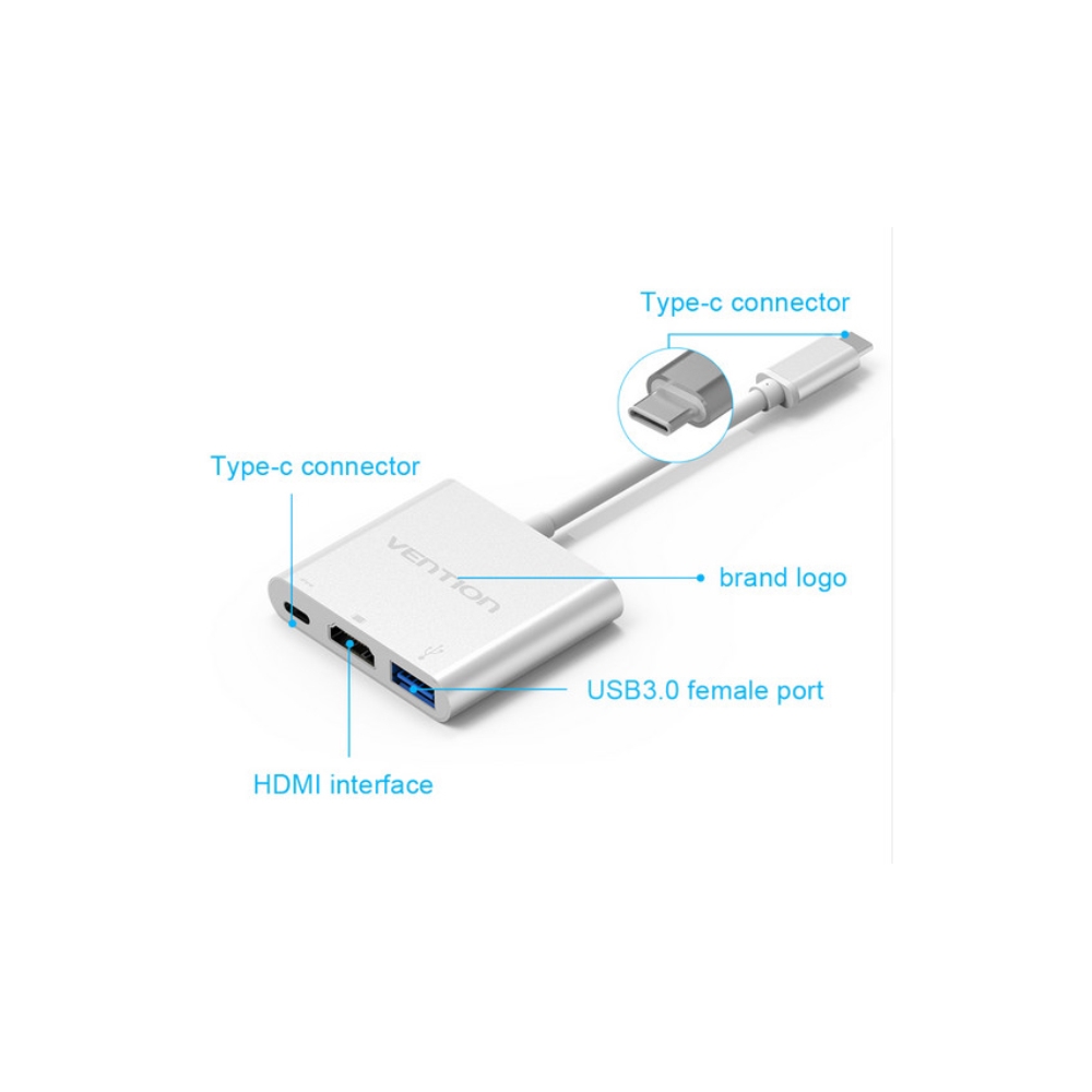 Vention CGBW0 Type-c Male To HDMI Type-c USB3.0 Female Adapter