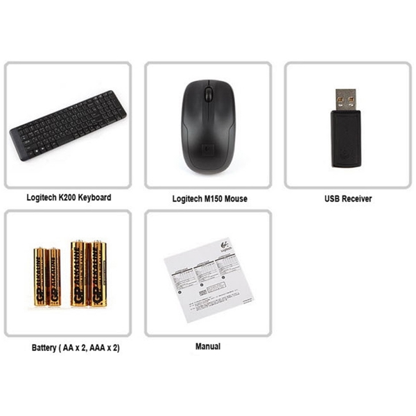 კლავიატურა + მაუსი Logitech 920003169, Wireless, USB, Keyboard And Mouse, Black