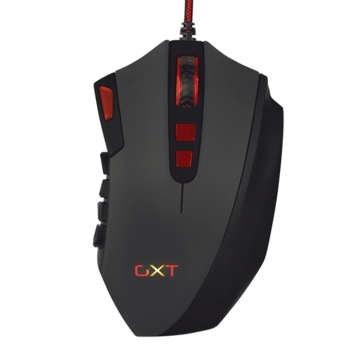 მაუსი TRUST GXT 166 MMO Gaming Laser Mouse, 18 programmable buttons , On-board memory for 5 gaming profile ,Adjustable LED illumination color, Braided cable, Adjustable weights Adjustable LED illumination color DPI adjustable up to 16400