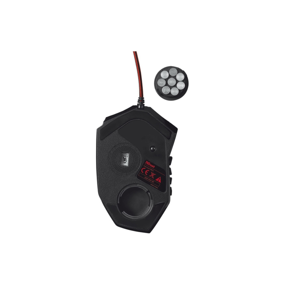 მაუსი TRUST GXT 166 MMO Gaming Laser Mouse, 18 programmable buttons , On-board memory for 5 gaming profile ,Adjustable LED illumination color, Braided cable, Adjustable weights Adjustable LED illumination color DPI adjustable up to 16400