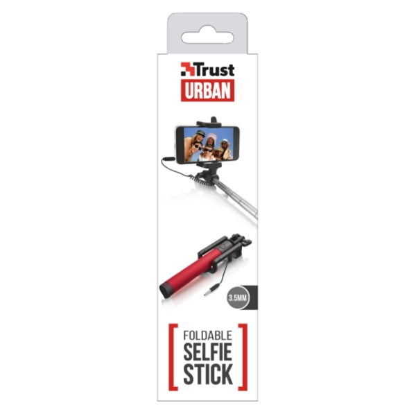 სელფის მონოპოდი TRUST FOLDABLE SELFIE STICK - RED