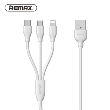 მობილურის დამტენი Remax SUDA 3 in 1 Fast Charging Cable for Lightning/Micro/Type-C RC-109th 1M White