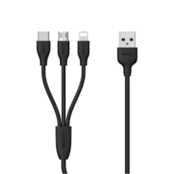 მობილურის დამტენი Remax SUDA 3 in 1 Fast Charging Cable for Lightning/Micro/Type-C RC-109th 1M Black