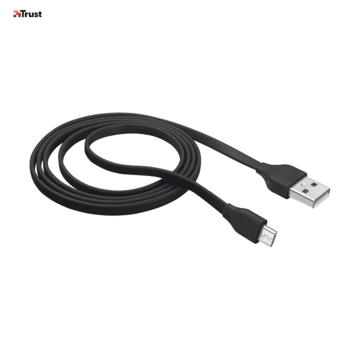 მობილურის დამტენი TRUST FLAT MICRO-USB CABLE 1M - BLACK