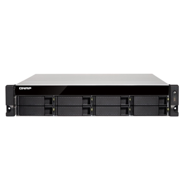 Storage System Qnap TS-832XU-4G 8-bay Rack Cost-effective quad-core NAS with dual 10GbE SFP+ ports: Annapurna Labs Alpine AL-324 ARMv8 Cortex-A57 Quad-core 1.7 GHz processor Architecture: 64-bit, 4 GB DDR4 (1 x 4GB), 2 x 10GbE SFP+,