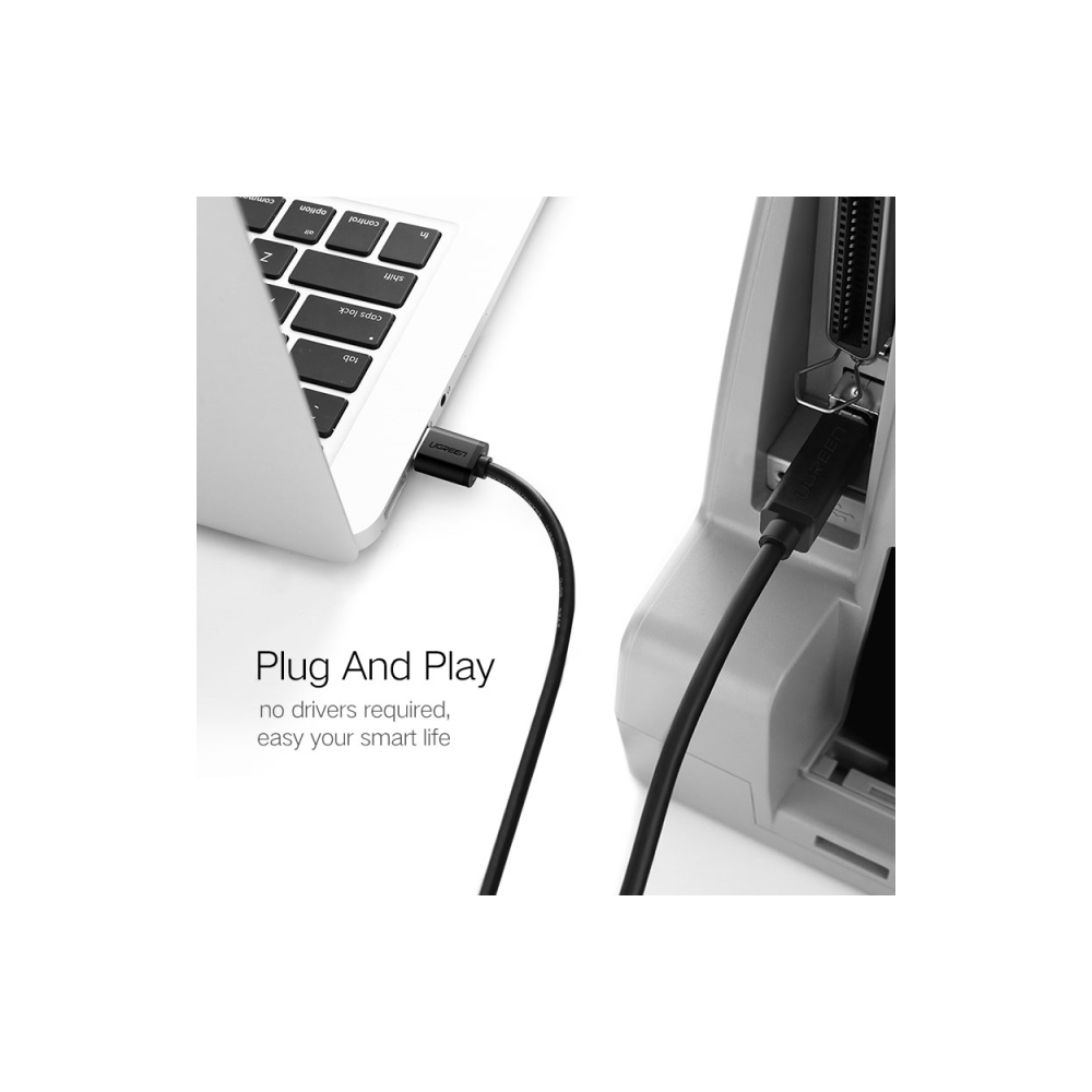 პრინტერის კაბელი UGREEN US135 (10352) USB 2.0 AM to BM Print Cable 5M Gold-Plated (Black) 5M