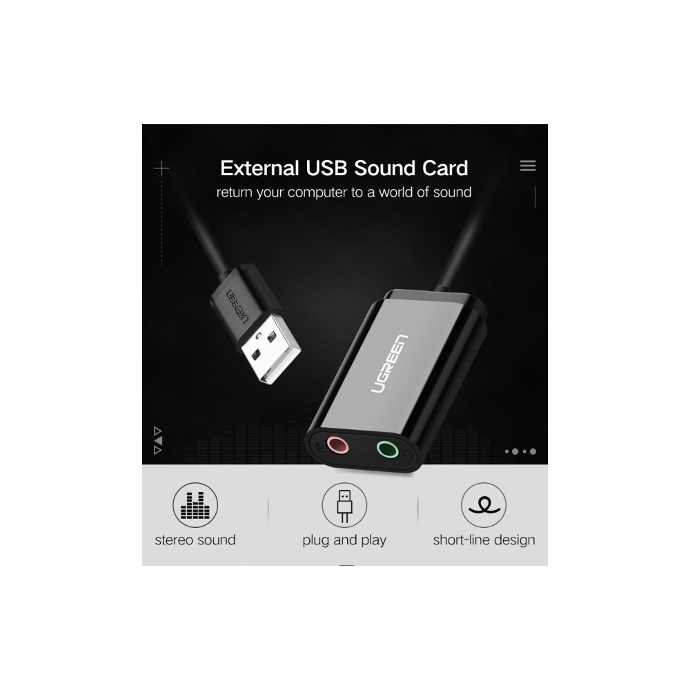 USB ხმის ბარათი UGREEN US205 (30724) USB Sound Card External 3.5mm USB USB Adapter