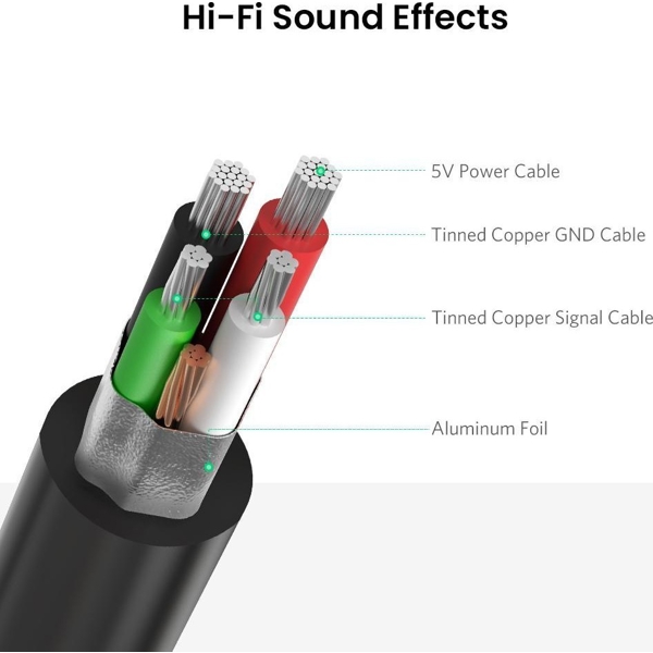 USB ხმის ბარათი UGREEN US205 (30724) USB Sound Card External 3.5mm USB USB Adapter