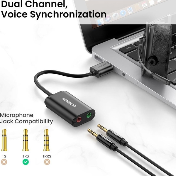 USB ხმის ბარათი UGREEN US205 (30724) USB Sound Card External 3.5mm USB USB Adapter