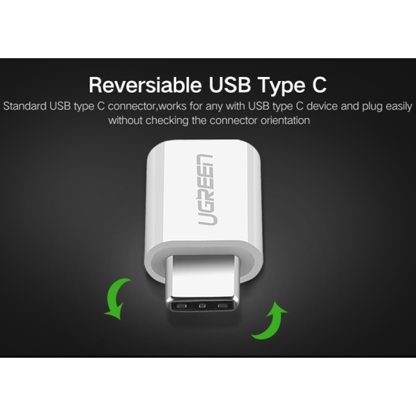 ადაპტორი UGREEN US157 (30864) USB 3.1 Type-C to Micro USB Adapter ABS case White Type C to Micro USB Adapter OTG Type-C Converter for Macbook One Plus 6 Type usb-C Adapter for LG G5 Xiaomi