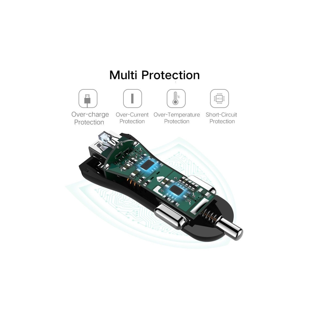 მანქანის USB დამტენი UGREEN CD114 (40309) Fast Car Charger Adapter, 30W 5.4A Dual USB Quick Charge