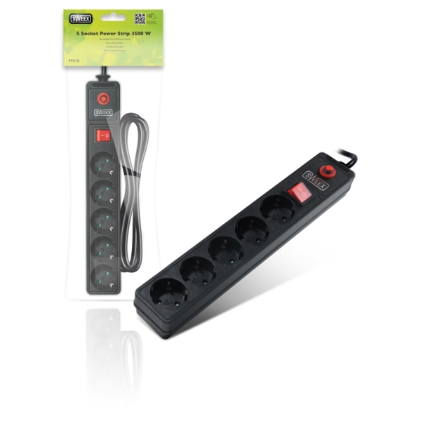 დამაგრძელებელი POWER STRIP - SWEEX 5 Socket Power Strip 3500 W - PP010