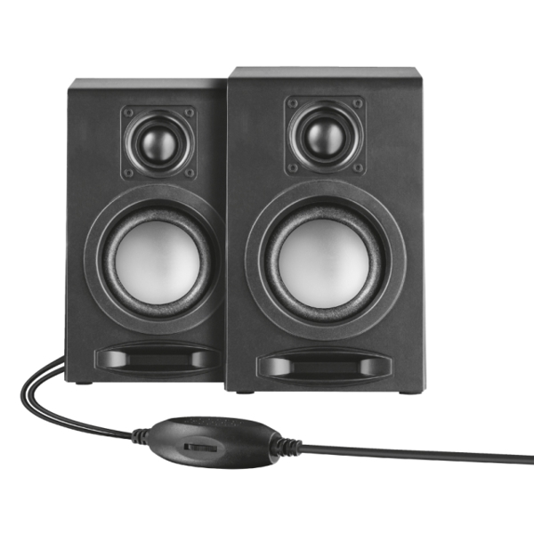 დინამიკი TRUST CUSCO COMPACT 2.0 SPEAKER SET , 10W peak power (5W RMS) , USB powered – no wall power needed, Inline volume control - Balck -Silver