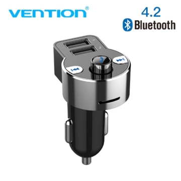 მანქანის USB დამტენი  Vention  CJCB0  Bluetooth FM Transmitter,Wireless Bluetooth in-Car Radio Transmitter Adapter Car Kit,Universal USB Car Charger with Dual Charging Ports,Hands Free Calling Compatible for iPhone,iPad,Samsung