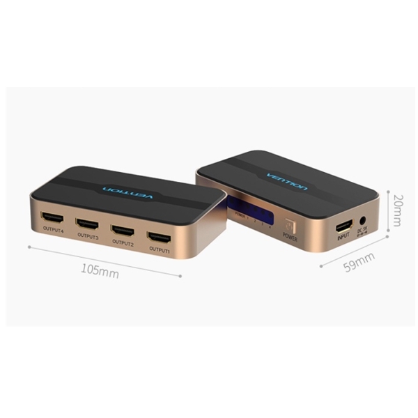 სპლიტერი HDMI Splitter 1 In 4 Out HD 4K/30Hz HDMI 1.4 1x2 1x4 Adapter With Power Supply