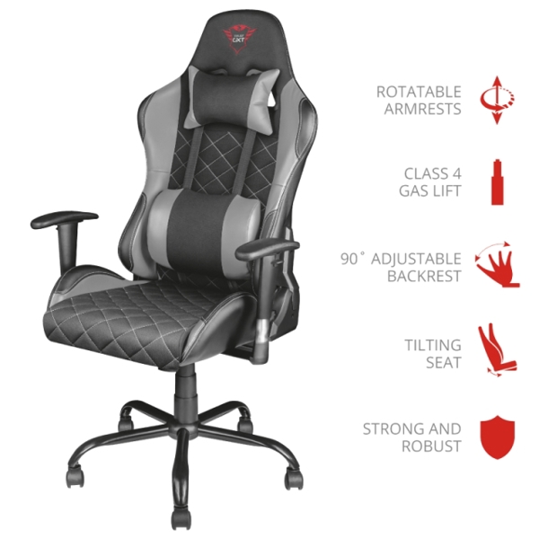 გეიმერის სკამი TRUST GXT707G RESTO CHAIR GRY