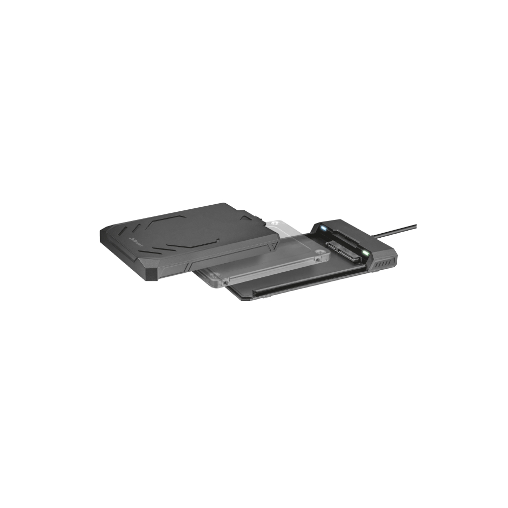 მყარი დისკის ქეისი TRUST EXTERNAL HDD CASE 2.5"/ USB 3.1 gen-1: supports data transfers up to 5Gbps / UASP support / Power source USB- Grey