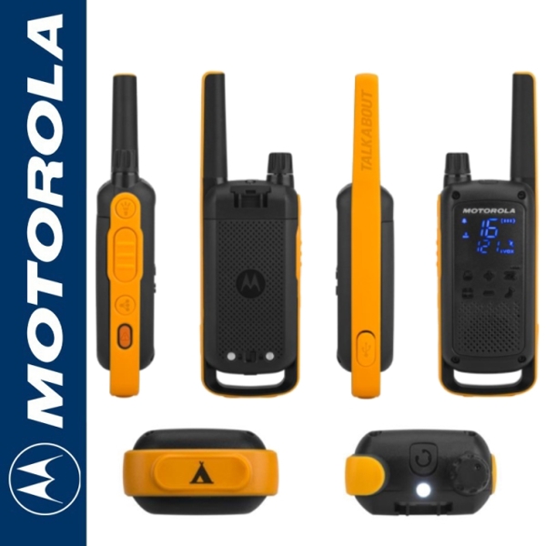 ხელის პორტატული რადიოსადგური MOTOROLA T82 Extreme PMR446 2-Way Walkie Talkie Radio Twin Pack - Yellow / Black