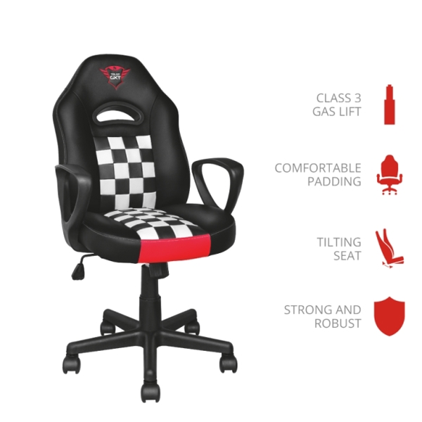 გეიმერის სკამი TRUST GXT 702 RYON JUNIOR Max. weight 80 kg / GAMING CHAIR- Black /Red