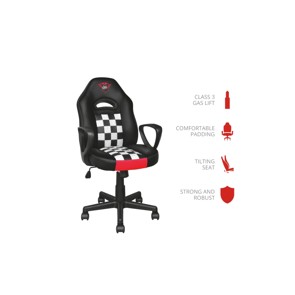 გეიმერის სკამი TRUST GXT 702 RYON JUNIOR Max. weight 80 kg / GAMING CHAIR- Black /Red