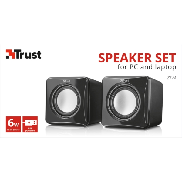 დინამიკი TRUST ZIVA COMPACT 2.0 SPEAKER SET USB powered; no wall power needed / Volume control - BLACK