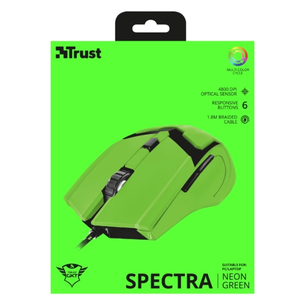 მაუსი TRUST GXT 101-SG SPECTRA GAMING MOUSE - GREEN