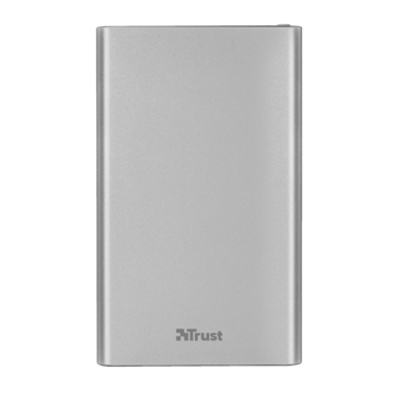 პორტატული დამტენი TRUST ULA THIN METAL POWERBANK 4000 / Pocket-size and ultra-thin: only 10 mm / Output: 1 USB port with 5W/1A / with level indicator / aluminium alloy body