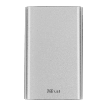 პორტატული დამტენი TRUST ULA THIN METAL POWERBANK 8000 / Pocket-size and ultra-thin: only 15 mm/ Output: 1 USB port with 12W/2.4A/with level indicator / aluminium alloy body