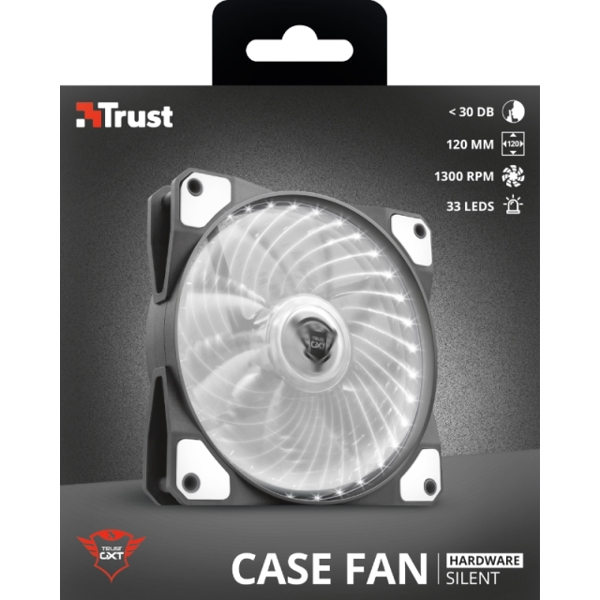 ქულერი TRUST GXT 762W LED ILLUMINATED SILENT PC CASE FAN - BLACK/WHITE