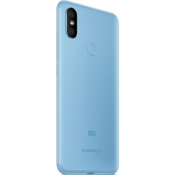 მობილური ტელეფონი Xiaomi Mi A2 Blue  (M1804D2SG), 5.99'' 18:9 2160x1080, 2.2GHz+1.8GHz, 8 Core, 4GB RAM, 64GB, 12MPx+20MPx/20Mpix, 2 Sim, 2G, 3G, LTE, BT v5.0, Wi-Fi, GPS / AGPS, GLONASS, Type-C, 3010mAh, Android One, 168g, 158.7x75.4x7.3