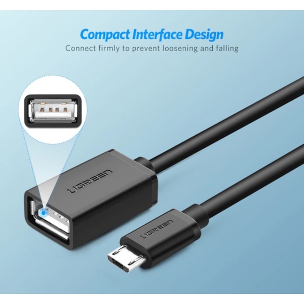 USB კაბელი UGREEN US133 (10396) Micro USB to USB Female OTG Cable