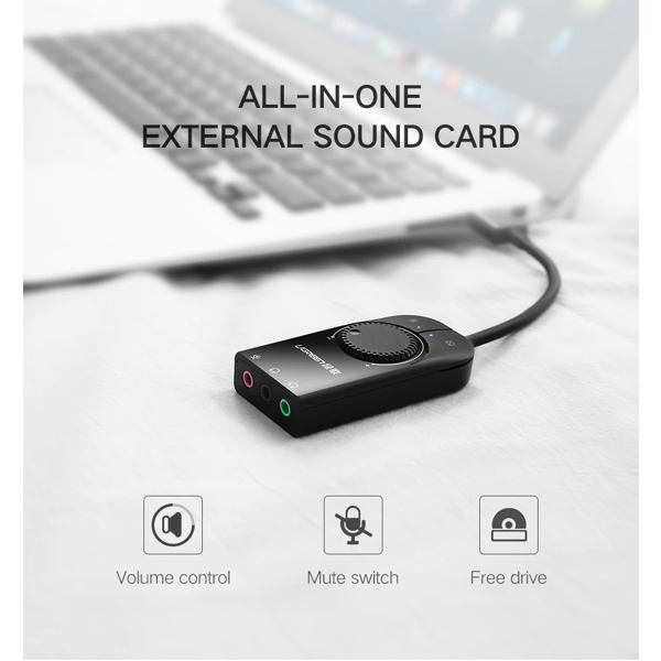 USB ხმის ბარათი UGREEN CM129 (50599) USB External Stereo Sound card Adapter 