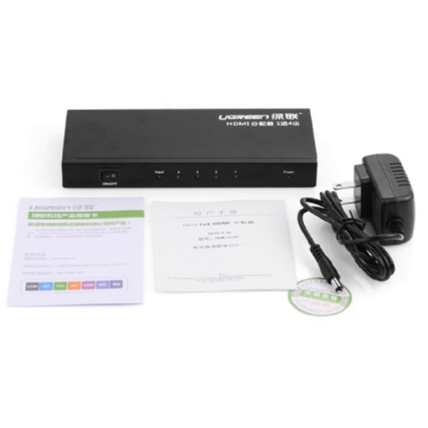 სპლიტერი UGREEN 40202, HDMI 1x4 Amplifier Splitter, Black