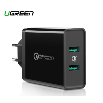 მობილურის სწრაფი დამტენი Ugreen CD132 (30914) Quick Charge 5V/3A 30W QC 3.0 USB Charger 2 USB port Black