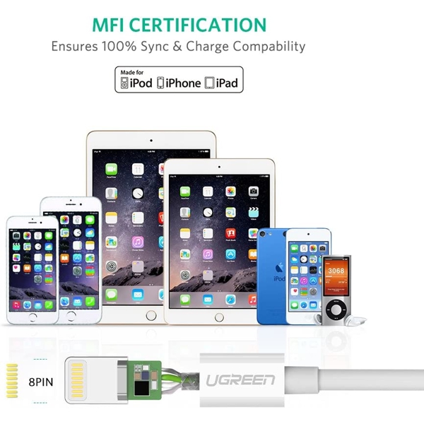 Ugreen US155 (20728) Lightning to USB cable 1m  MFi White