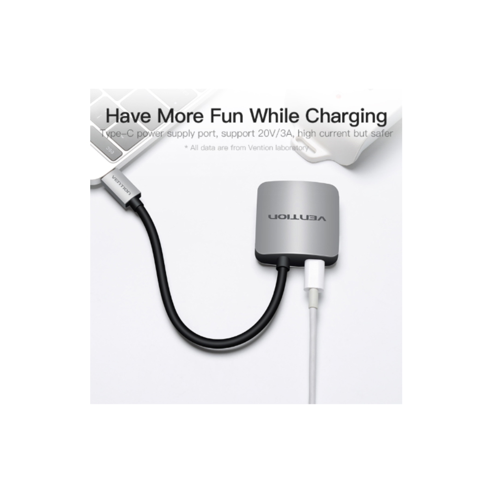 უნივერსალური გადამყვანი VENTION CGLHA Type-C to HDMI Converter 0.1M Gray Metal Type