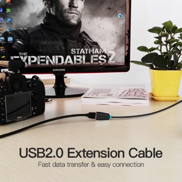 კაბელიVENTION CBCBH USB2.0 Extension Cable 2M Black