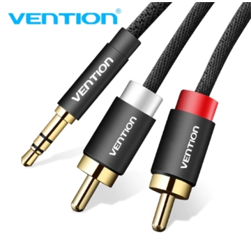 კაბელი VENTION BCFBL 3.5mm Male to 2RCA Male Audio Cable 10M Black Metal Type