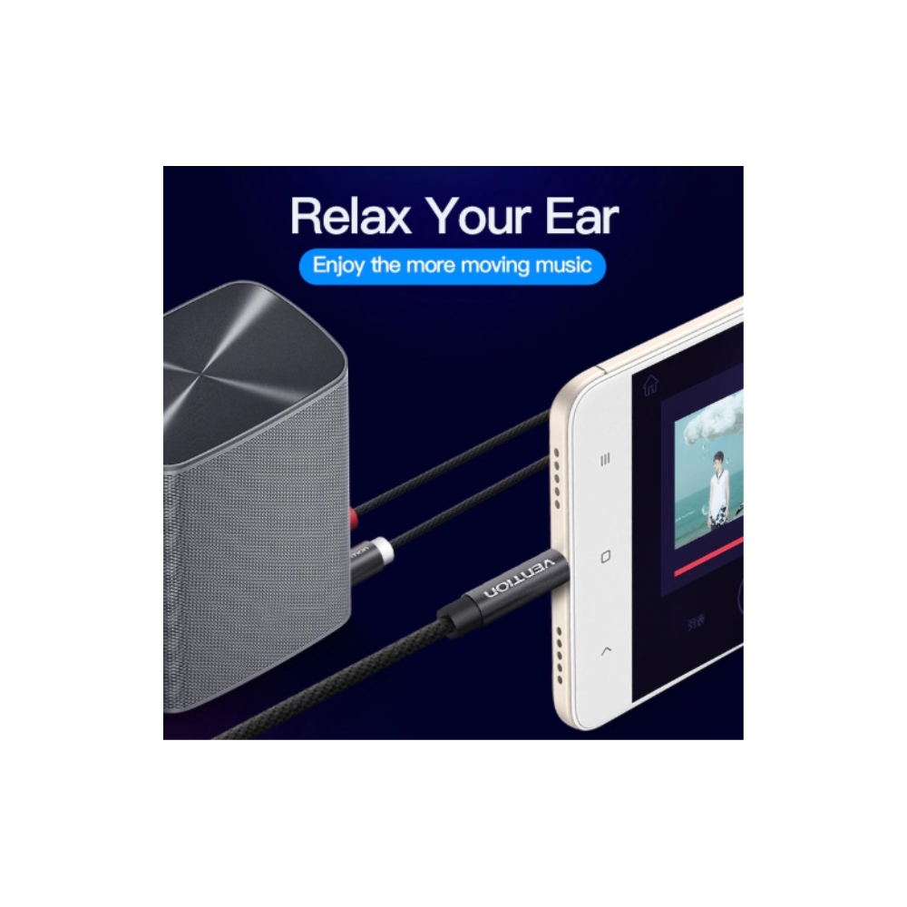 კაბელი VENTION BCFBL 3.5mm Male to 2RCA Male Audio Cable 10M Black Metal Type